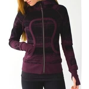 Lululemon Scuba Hoodie II Thick Fleece Zip Up Jacket Sz 6 Purple Black